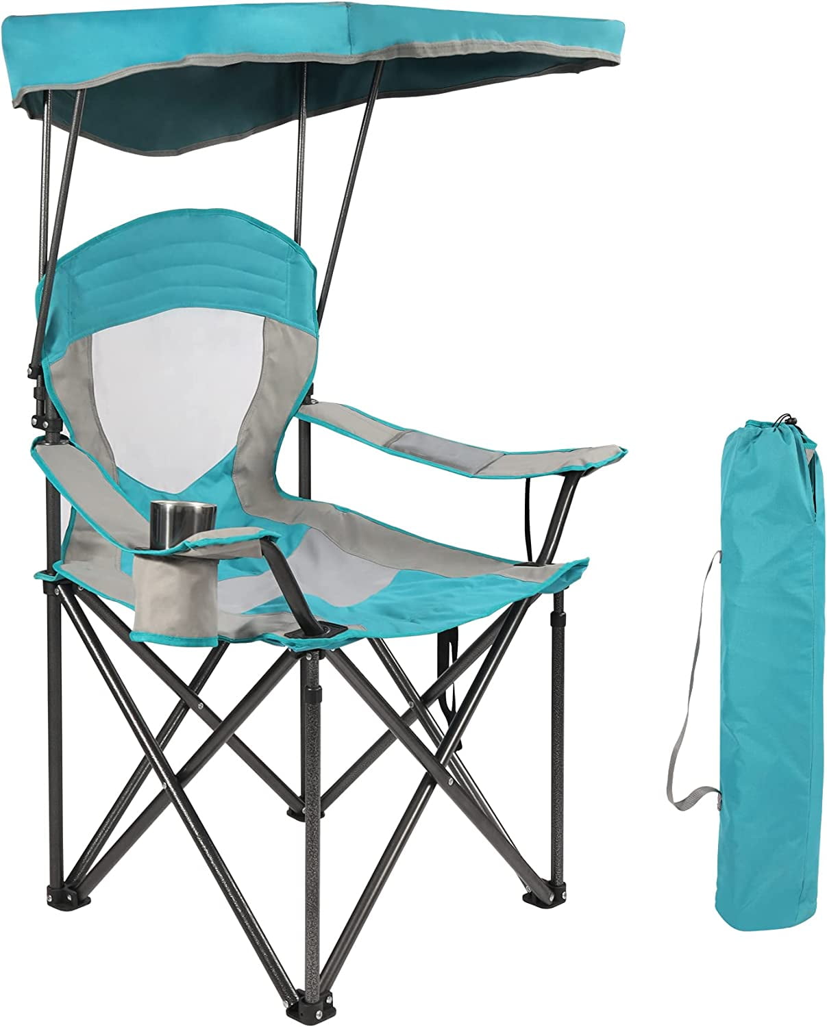 Oversized Folding Camping Chairs with Canopy Shade for Adults Heavy
