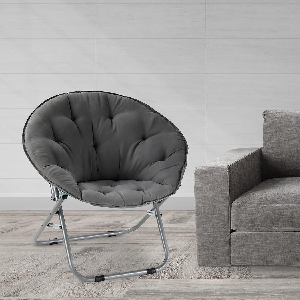 Oversized Folding Moon Chair Foldable Saucer Chair with Metal