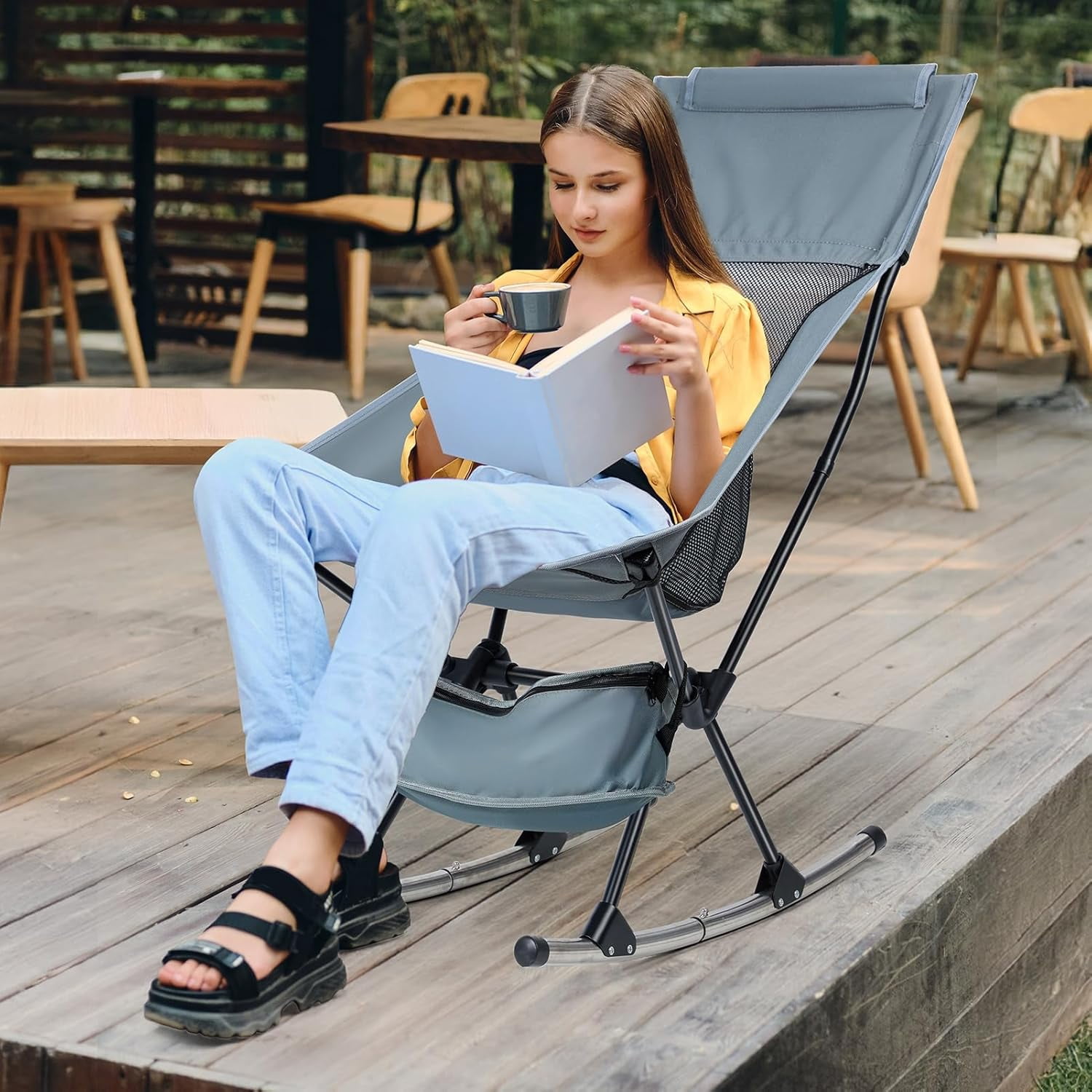 Foldable Padded Rocking Chair Oversized Folding Rocking Camping Chair, Outside Folding Rocking Chair ...