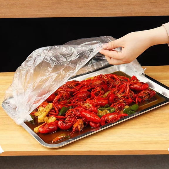 Oversized Food Grade PE Plastic Wrap Covers, Thickened Stretchable Bowl Lids for Leftovers Refrigerator, Disposable Elastic Kitchen Storage for Picnics Travel