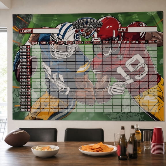 Oversized Football Board 63x44 in Craft, Sports Background Wall Decor for Room, Photo for Football Party, Large Annual Draft Night Banner Decor, Football Season Supplies