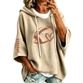 thumbnail image 1 of Oversized Football Sweatshirts for Women 3/4 Sleeve Hoodie Sweatshirts Trendy Fleece Graphic Hoodie Y2K Pullover Sweater Soft Game Day Mom Shirts Daily Travel Outfits, Beige L, 1 of 5