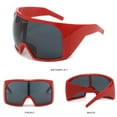 thumbnail image 1 of Oversized Frame Sunglasses, Futuristic UV400 Polarized Lens for Total Eye Coverage, Unisex Shield Style for Cycling Sports and Fashion, Protective Wrap-Around Goggles (Red), 1 of 8