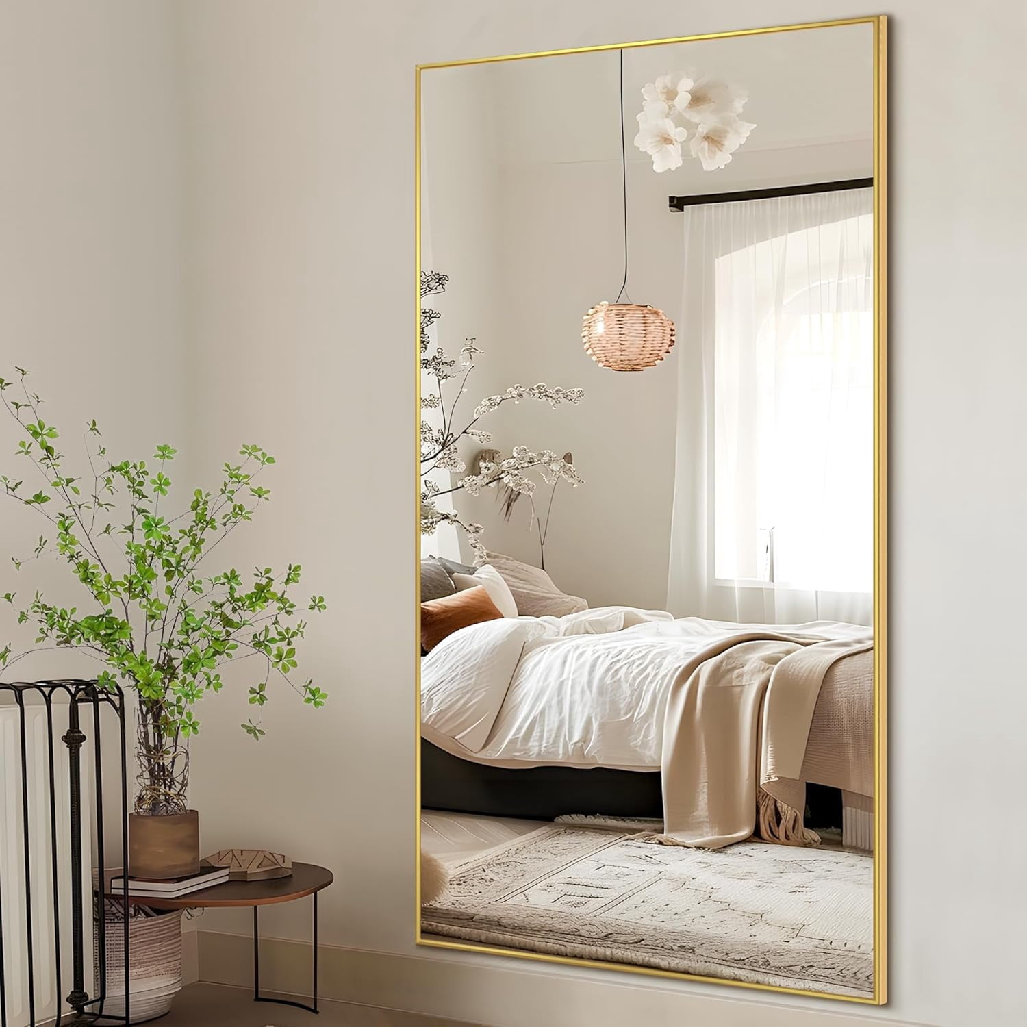 Oversized Full-Body Mirror with Stand, 76"x35" Large Full Length ...