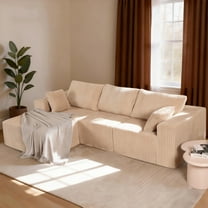 109" Modular Sectional Sofa with Deep Seat, Modern Modular L-Shape Sofa Couch with Chaise, Beige