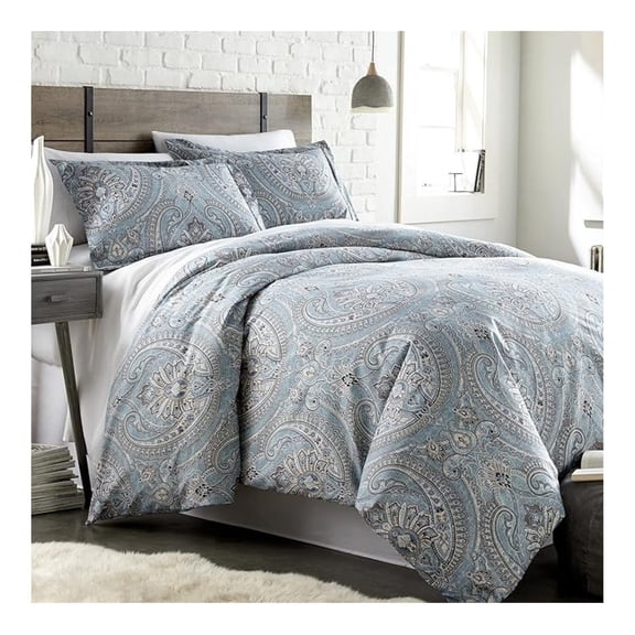 Oversized Full/Queen Size Comforter Bedding Set, Boho Paisley Bedding, Full Size/Queen Bed Comforter Set with 2 Matching Shams, Pure Melody Aqua