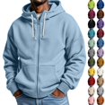 thumbnail image 1 of Oversized Full Zip Hoodies Mens Long Sleeve Drawstring Hooded Sweatshirt Baggy Waffle Knit Fall Winter Drawstring Athletic Jackets for Men, 1 of 5