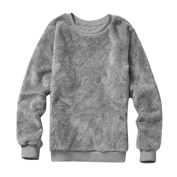 Oversized Fuzzy Knit Sweatshirts for Women Long Sleeve Crew Neck Casual Pullovers Fall Fashion Trendy Loose Solid Color Tops