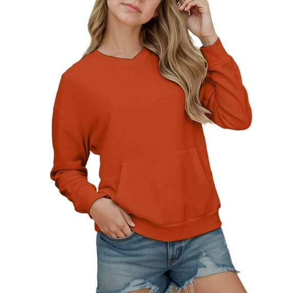 Oversized Girls Hoodies Casual Long Sleeve Pullover Sweatshirts With Pocket Drop Shoulder Cute Loose Fit Top For Teen Girls