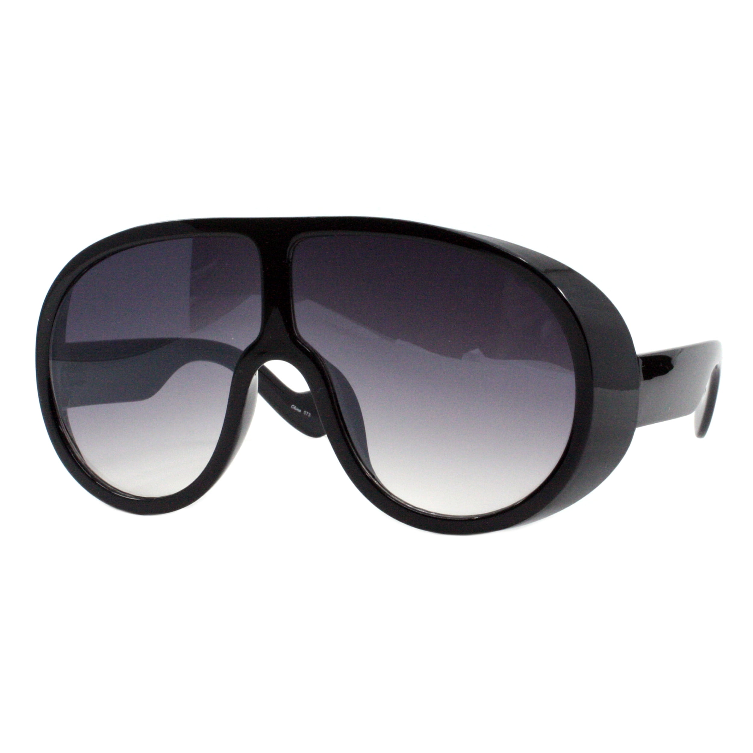 Oversized Goggle Style Sunglasses Unisex Round Shield Shades 