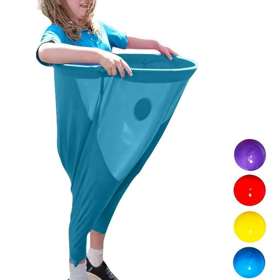 Oversized Granny Pants Yard Game Set Comical Throwing Competition Kit with Dual Bouncy Balls Team Building Outdoor Activities Adult Recreation Props(Blue)