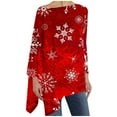 thumbnail image 1 of Oversized Graphic T Shirts for Women Plus Size Christmas Holiday Outfit Long Batwing Sleeve Asymmetrical Tunic Top (XX-Large, Red), 1 of 5