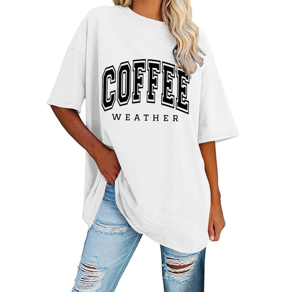 Oversized Graphic Tees For Women Short Sleeve Round Neck T Shirts Summer T-Shirt Tops