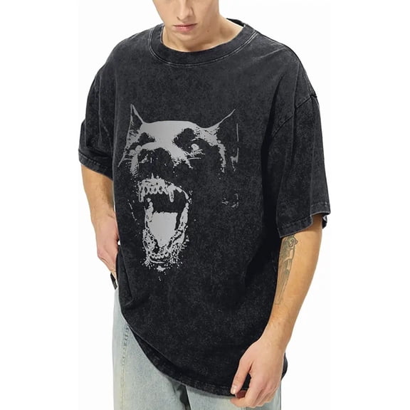 Oversized Graphic Tees Vintage Shirt Men Baggy Y2k Cotton Acid Wash T Shirts Harajuku Streetwear Grunge Aesthetic Top