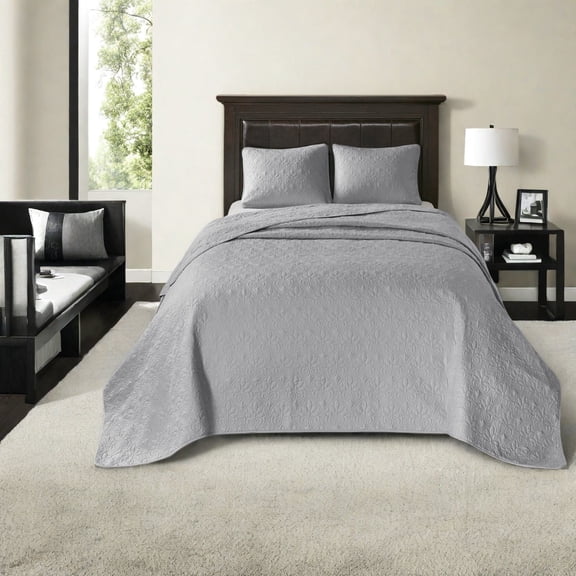 Oversized Grey Bedding Sets PreWashed Cotton Reversible Cottage Style for Queen Beds