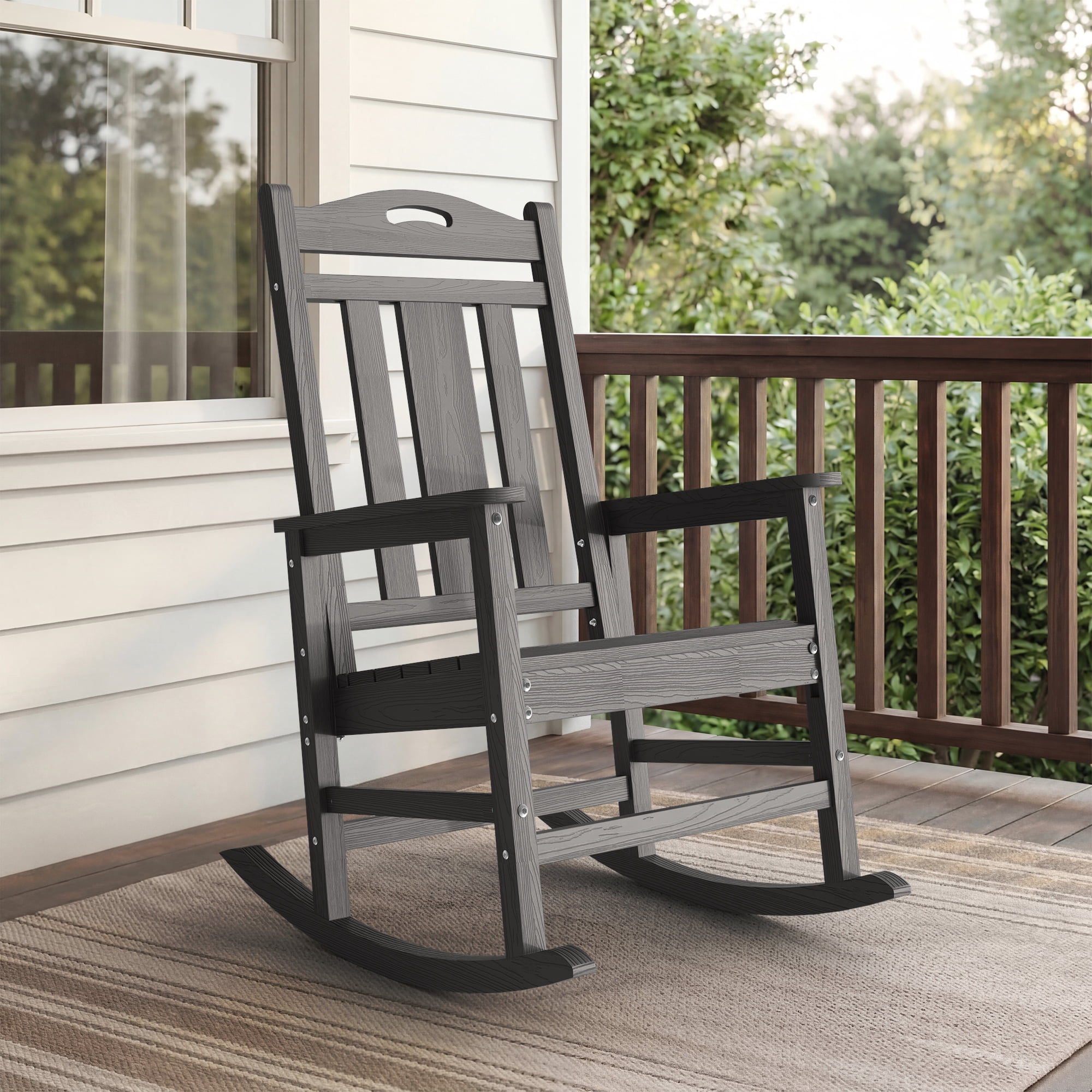 Oversized HDPE Outdoor Rocking Chair, All-Weather High Back Porch ...