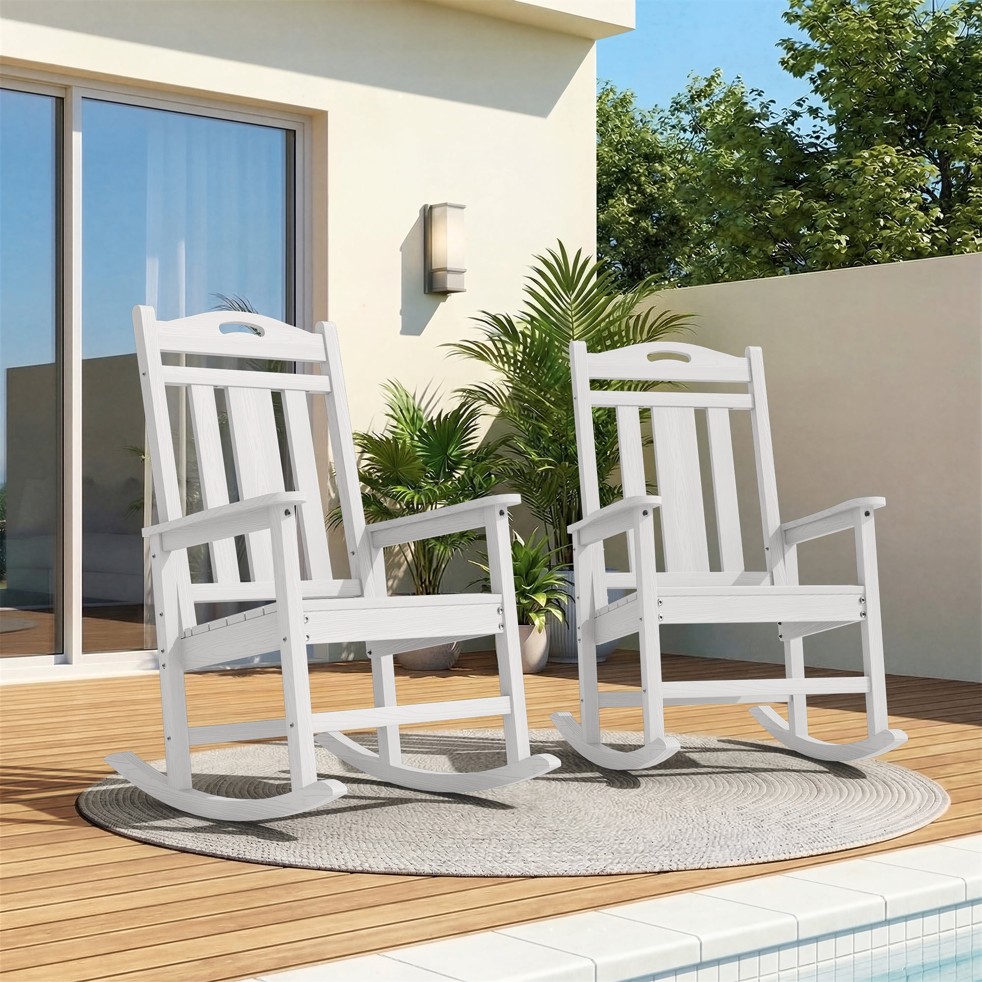 Oversized HDPE Outdoor Rocking Chair, All-Weather High Back Porch ...