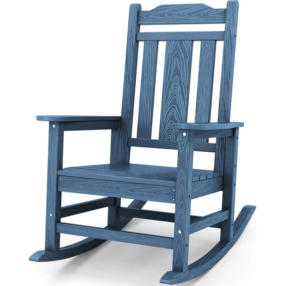 Oversized HDPE Outdoor Rocking Chair, Blue, All-Weather Patio Rocker