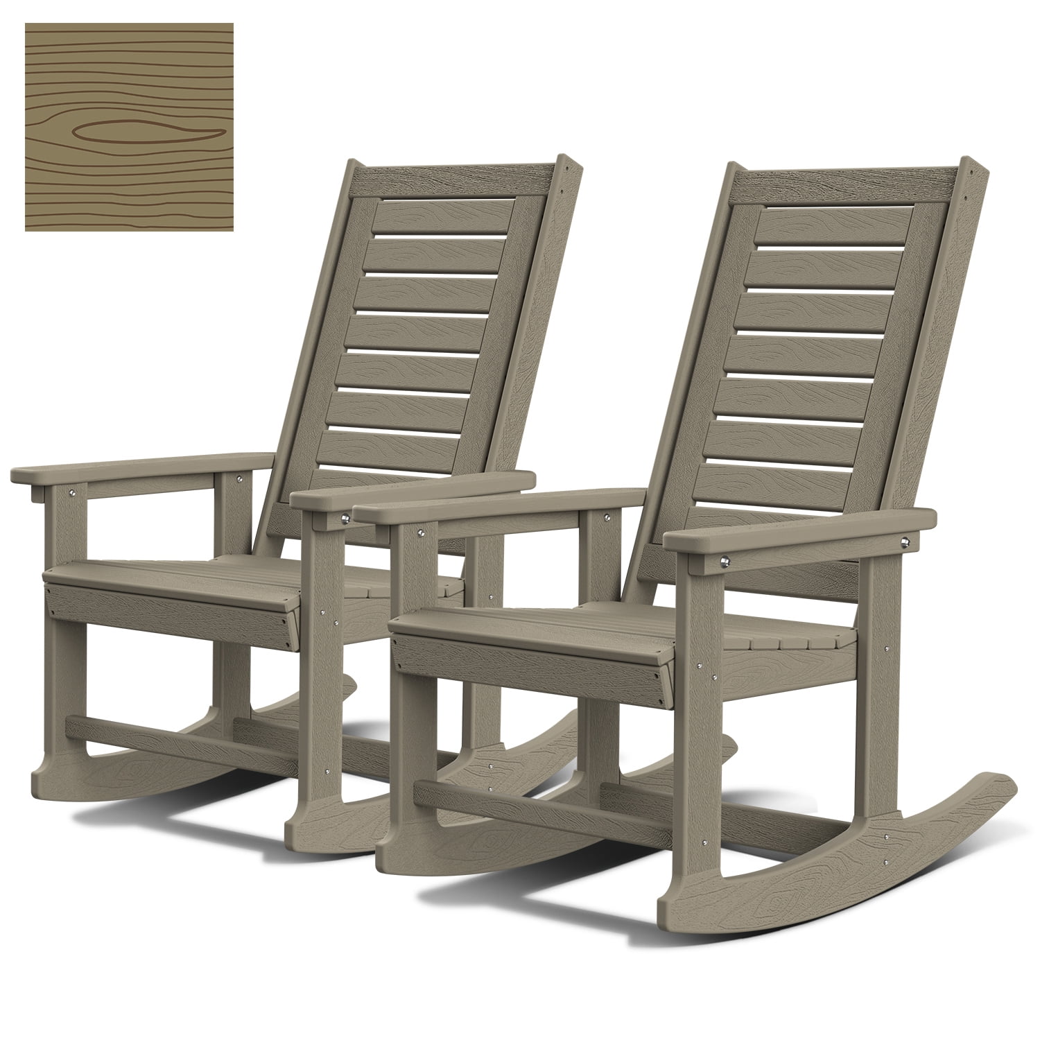 Oversized HDPE Rocking Chair, High Back, Indoor/Outdoor, Supports 400 ...