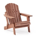 thumbnail image 1 of Oversized Half-Assembled Folding Adirondack Chair, Wood Lounge Patio Chair for Garden Backyard Pool Beach, Brown, 1 of 8