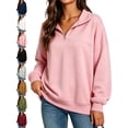 thumbnail image 1 of Oversized Half Zip Sweatshirt for Women Pullover Collared Long Sleeve Basic Casual Everyday Fall Top, 1 of 6