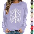 thumbnail image 1 of Oversized Halloween Sweatshirt Womens Crew Neck Casual Cute Printed Shirts Lightweight Loose Fit Long Sleeve Vintage Tops, 1 of 6