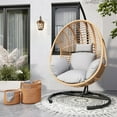 thumbnail image 1 of TQKVIPI Oversized Hanging Egg Chair Outdoor Indoor, Wicker Swing Egg Chair with Stand  Rain Cover UV Resistant Cushion 400lbs Capacity for Bedroom, Patio, Garden and Balcony (Beige-nest), 1 of 8