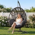thumbnail image 1 of TQKVIPI Oversized Hanging Egg Chair Outdoor Indoor, Wicker Swing Egg Chair with Stand  Rain Cover UV Resistant Cushion 400lbs Capacity for Bedroom, Patio, Garden and Balcony (Grey-nest), 1 of 12