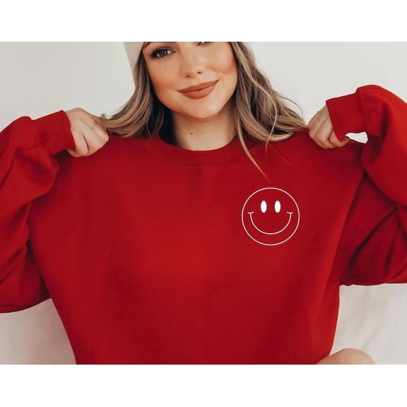 Oversized Happy Face Sweatshirt: Retro Smiley Face, Sweatshirt Size S-5Xl