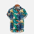 thumbnail image 1 of Oversized Hawaiian Shirt for Men Short Sleeve Tropical Coconut Trees Print Tee Shirt Casual Button Down Aloha Shirt with Pocket S-4XL, 1 of 5