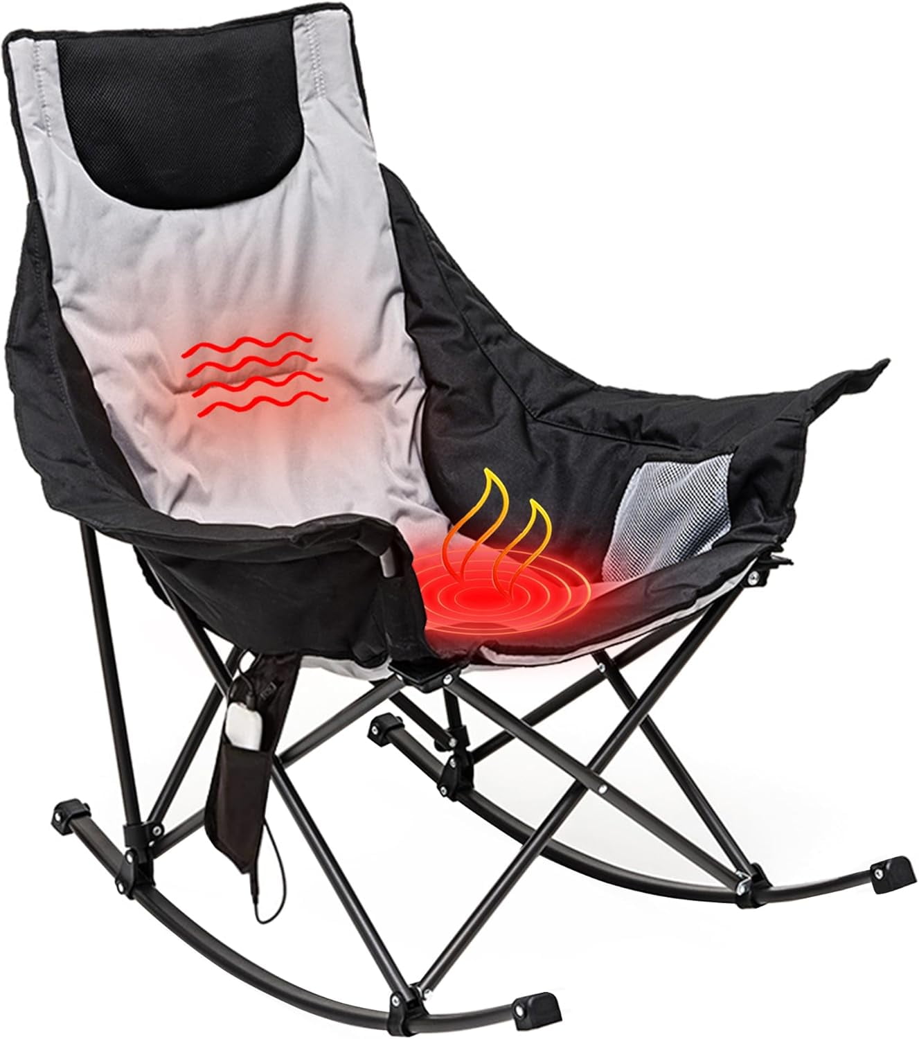Oversized Heated Camping Chair, Folding Rocking Camping Chairs with ...