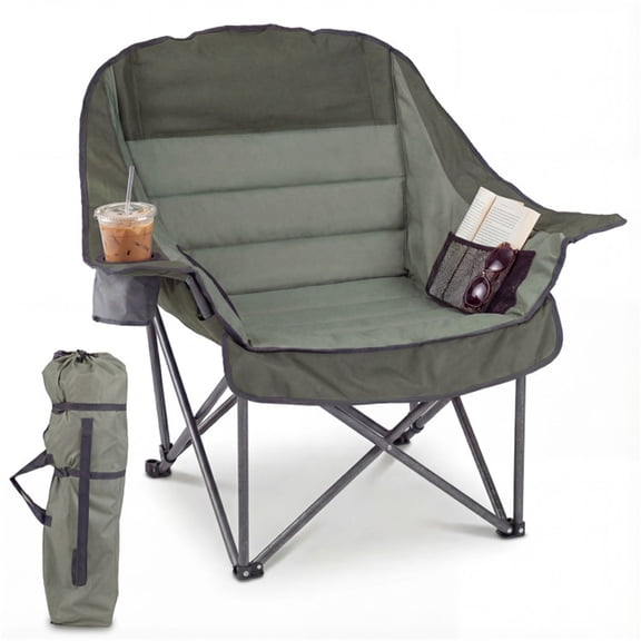 Oversized Heavy Duty Camping Chair 500 LBS Capacity X Frame PVC Coated 600D Oxford Fabric