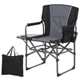 thumbnail image 1 of Oversized Heavy Duty Director's Camping Chair for Adults, Portable Folding Lawn Chair with Side Table & Storage Pouch, Supports 330 lbs, Lightweight Aluminum Frame for Outdoor, Beach Black + Grey, 1 of 8