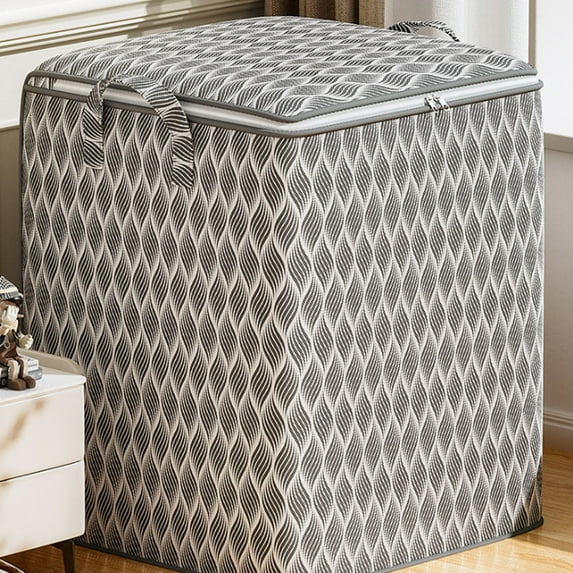 Oversized Heavy Duty Storage Bag, Foldable Cotton Quilt Clothing Bag with Reinforced Handles & Double Zipper, Multipurpose for Clothes, Bedding, Toys - Ideal for Moving Travel Storage