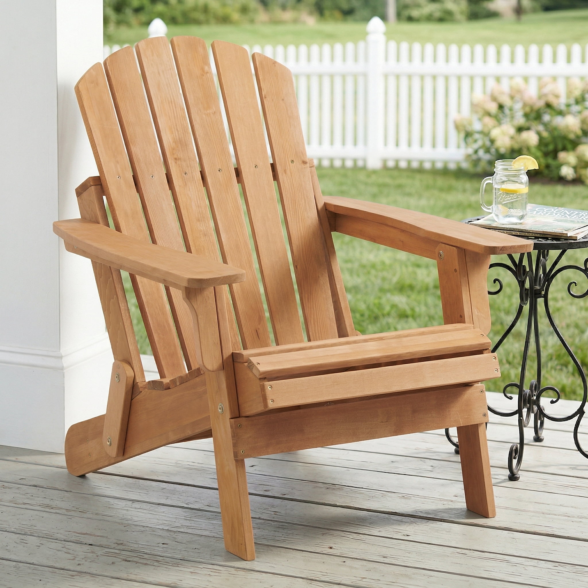 Oversized Hemlock Wood Folding Adirondack Chair, Pre-Assembled Seat & Backrest 330 LBS Capacity Outdoor Patio Chair for Garden Pool Backyard Fire Pit