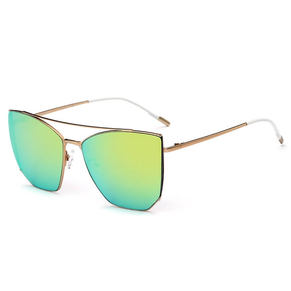 Oversized Hexagonal Sunglasses for Women Men, Rose Gold Frame Green Gradient Lens - UV400 Protection Trendy Fashion Shades for Daily & Streetwear