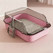 Oversized High Fence Semi-Closed Cat Litter Pan, Splashproof Litter Box for Cats, Thickened Pet Litter Pan for Mess-Free Cleanup