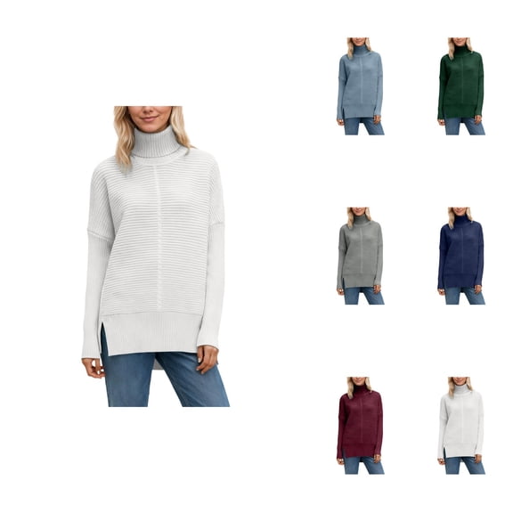 Oversized High Neck Knit Pullover Sweater for Women – Soft Cozy Batwing Long Sleeve Loose Fit Turtleneck Top, Warm Winter Loungewear & Fall Outerwear