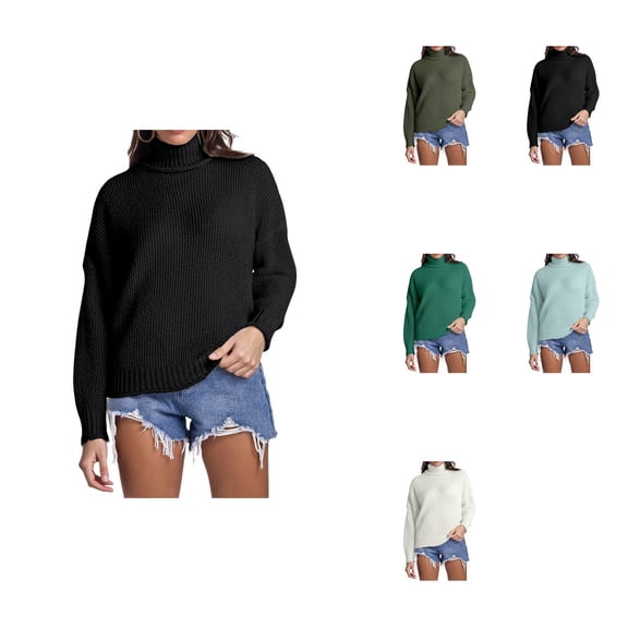 Oversized High Neck Pullover Sweater Soft Knit Long Sleeve Cozy Winter Casual Loose Fit Yarn Textured Turtleneck Top Elegant Warm Fall Outerwear Comfortable