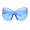 thumbnail image 1 of Oversized High Temple Wrap Around Shield Rimless Futurism Sunglasses Blue, 1 of 8