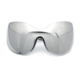 thumbnail image 1 of Oversized High Temple Wrap Around Shield Rimless Futurism Sunglasses Silver Mirror, 1 of 8