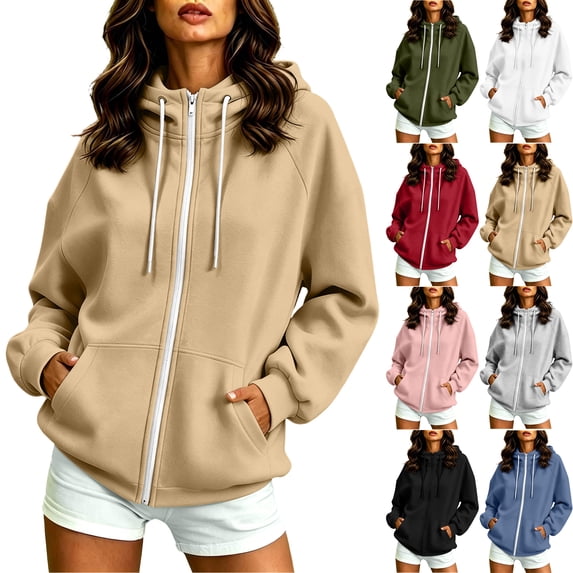 Oversized Hoddies for Women Trendy Zip Up PulloverCasual Long Sleeve Oversized Hooded Sweatshirts Hoodie Jackets With Pockets