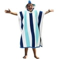 thumbnail image 1 of Oversized Hooded Kids Bath Towel Wrap - 100% Terry, Super Soft Plush, Quick Dry, Stripes Blue, Perfect for Toddler Shower, Pool, Beach, Easy Care Gift, 1 of 4