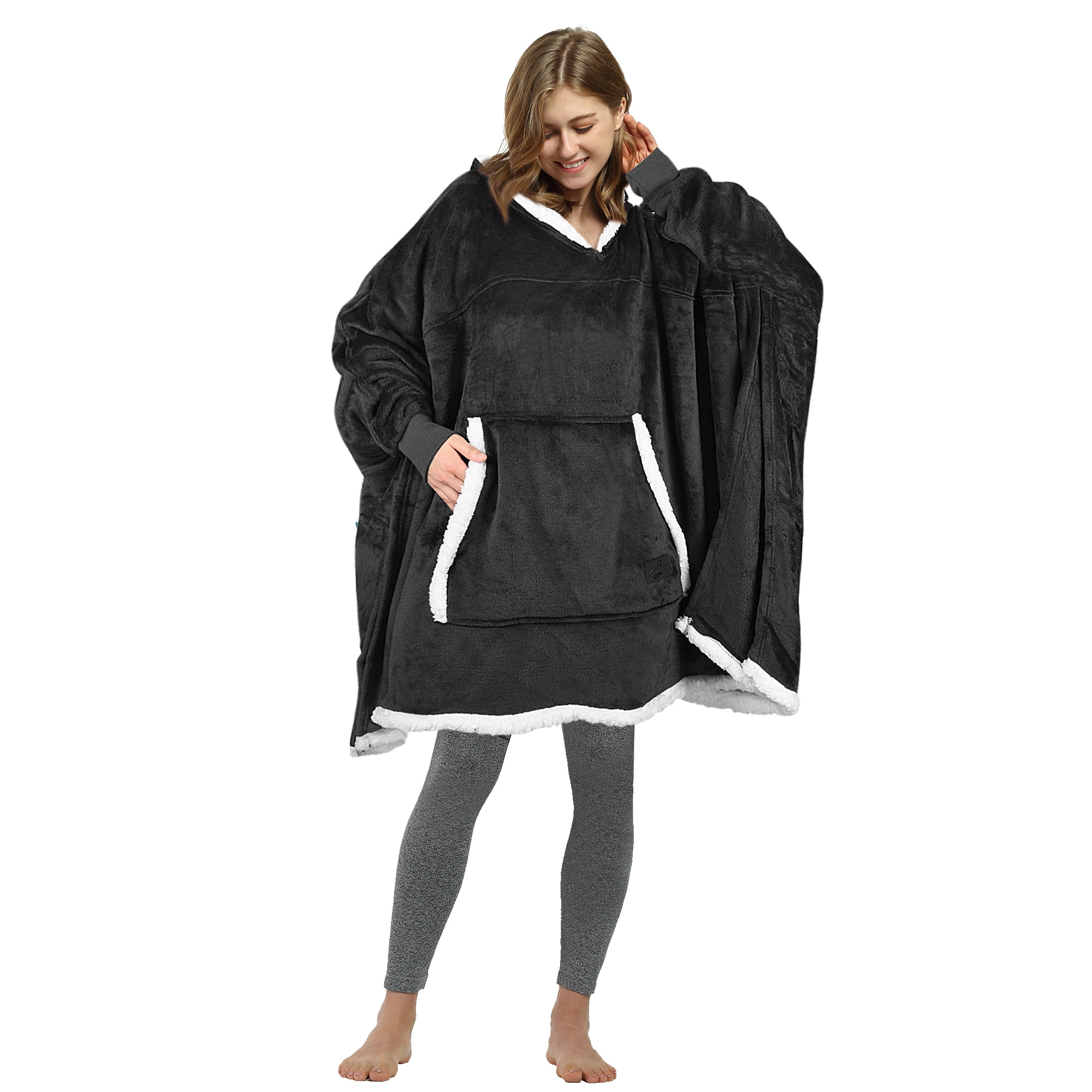 Oversized Hooded Poncho Cape, Casual Hoodie Sweatshirt, Batwing Coat Pullover | Light Weight, Cozy, Comfortable, Roomy | for Adults Women Men Teens
