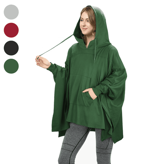Oversized Hooded Poncho Cape, Casual Hoodie Sweatshirt, Batwing Coat Pullover | Light Weight, Cozy, Comfortable, Roomy | for Adults Women Men Teens