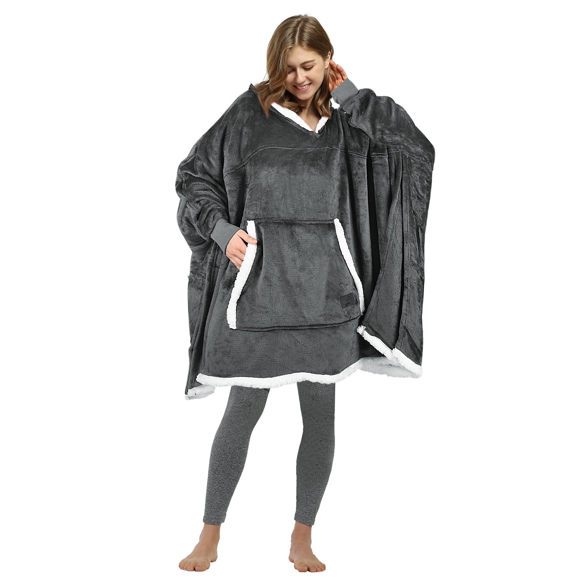 Oversized Hooded Poncho Cape, Casual Hoodie Sweatshirt, Batwing Coat Pullover | Light Weight, Cozy, Comfortable, Roomy | for Adults Women Men Teens