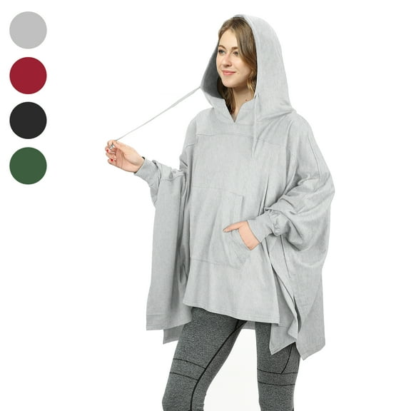 Oversized Hooded Poncho Cape, Casual Hoodie Sweatshirt, Batwing Coat Pullover | Light Weight, Cozy, Comfortable, Roomy | for Adults Women Men Teens