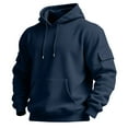 thumbnail image 1 of Oversized Hooded Sweatshirt Men Fleece Lined Midweight Long Sleeve Hooded Sweatshirts Loose Fit Ultra Soft Athletic Casual Winter Pullover Drawstring Solid Color Pullover Sweater with Pocket,Blue XL, 1 of 4