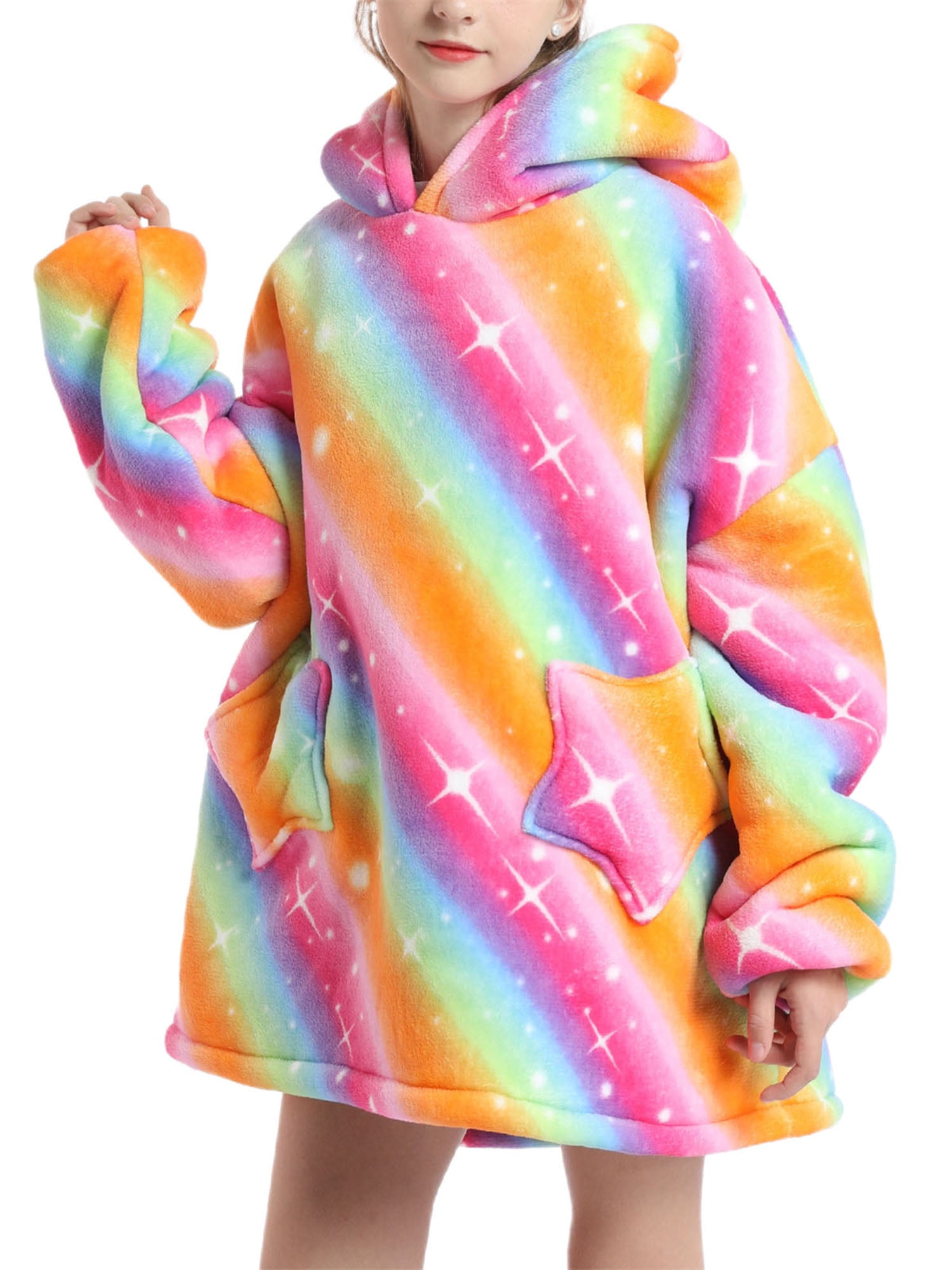 Oversized Hoodie Blanket Fluffy Fleece Blanket Hoodie for Women Men Kids Wearable Hooded Blanket Family Matching