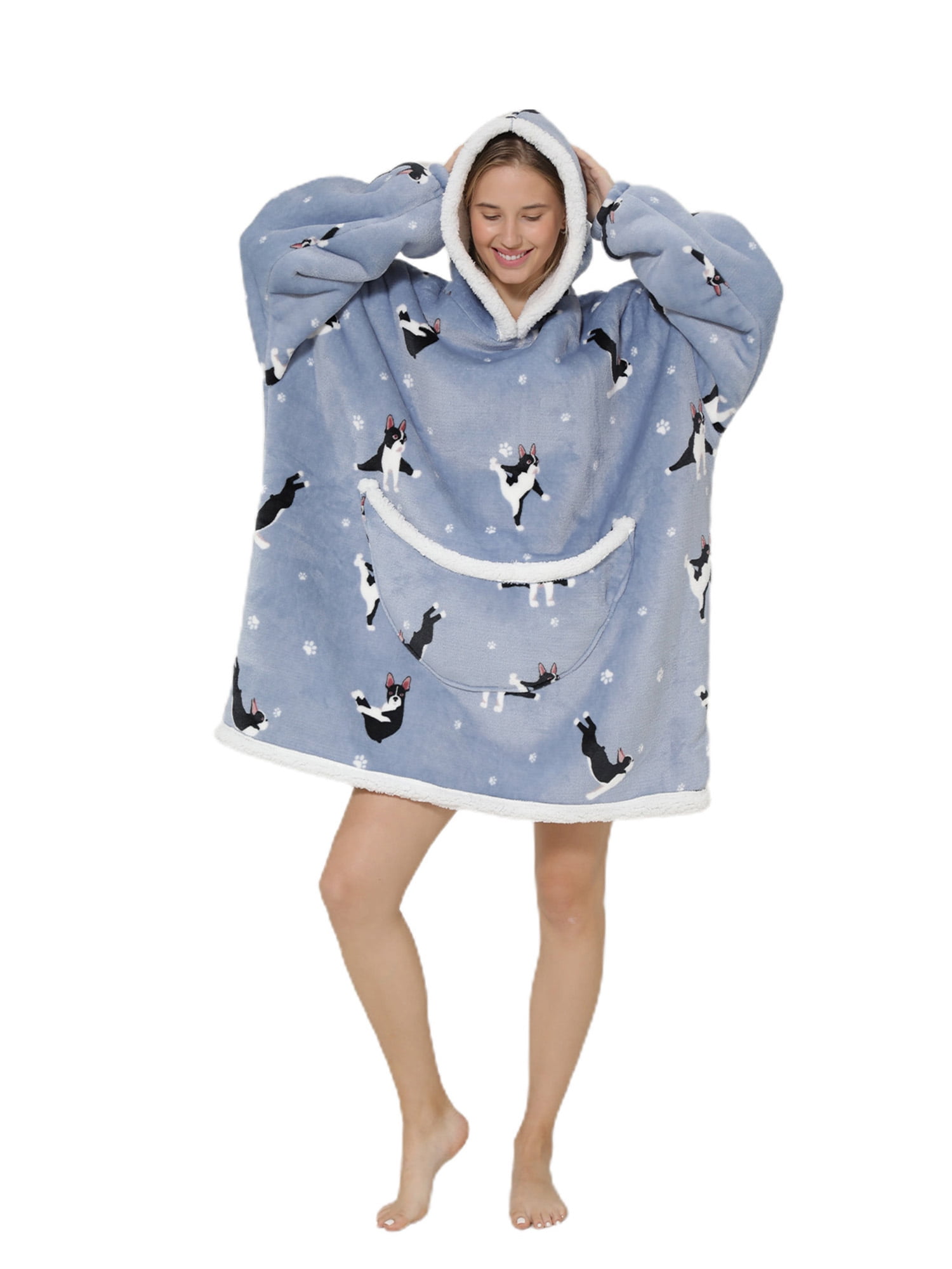 Oversized Hoodie Blanket Fluffy Fleece Blanket Hoodie for Women Men Kids Wearable Hooded Blanket Family Matching